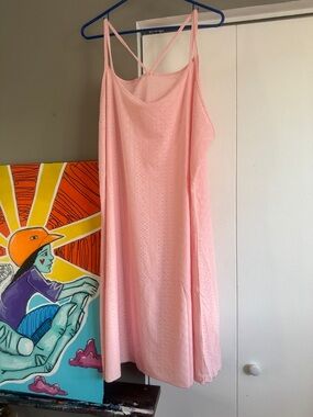 Pink Eyelet A-Line Slip Dress 5XL Boho Boutique Summer Lounge Resort Dress nwot